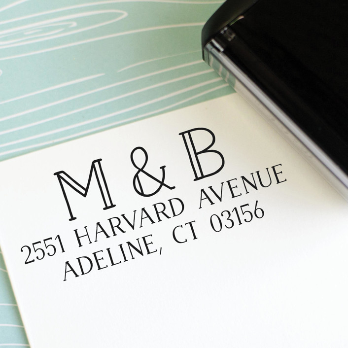 Monogram Initials Custom Address Stamp | Self Inking