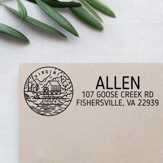 This is a black address labels by Casey Harp called custom virginia address stamp | self-inking | black ink in standard