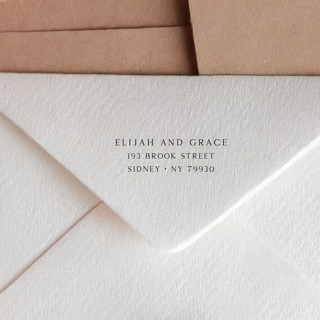 This is a black address labels by Sara Luke called simple 3 line self-inking return address stamp - minimalistic design in standard