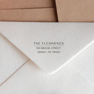 This is a black address labels by Sara Luke called simple self-inking return address stamp - minimalistic design in standard