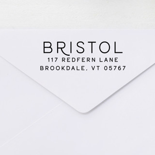 This is a black address labels by Sara Luke called modern print custom address stamp | self-inking in standard