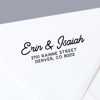 This is a black address labels by The Homebody Society called retro style custom self-inking return address stamp in standard