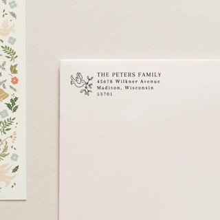This is a gray address labels by Cedar and Grey called self inking holiday address stamp no. 1 in standard