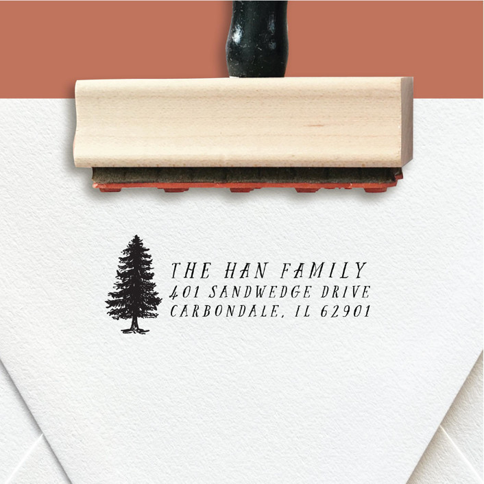 Custom Return Address Stamp | Single Tree Design | Forest Themed Wedding