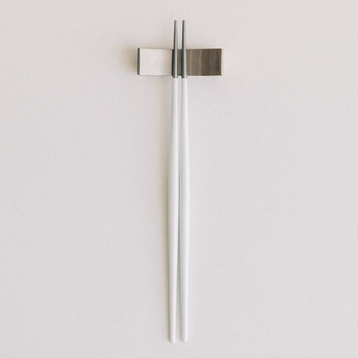 LUNA CHOPSTICKS // SET IN WHITE + SILVER