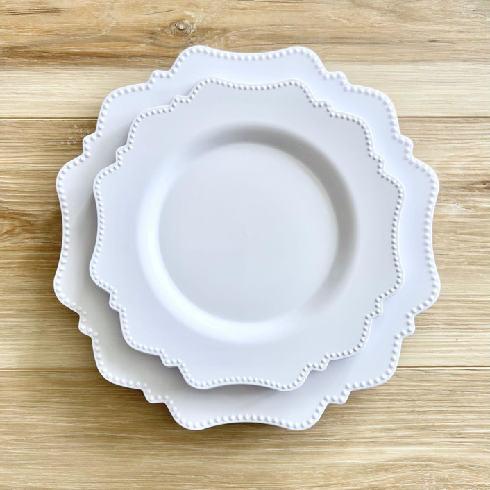 Beaded Luxe Dinnerware Set | Cool White