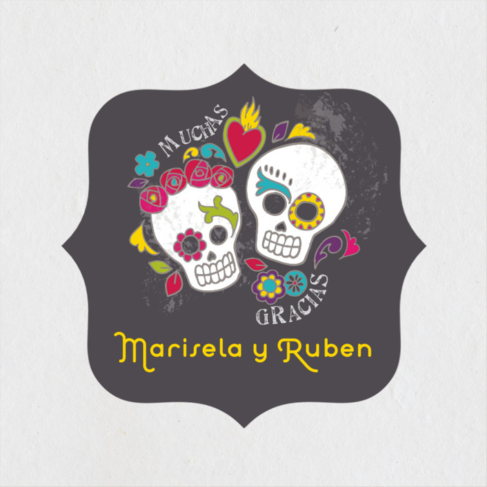 Dia De Los Muertos Wedding Favor Stickers By Inky Livie Minted Dia De Los Muertos Whimsical Funny Wedding Favor Stickers In Slate By