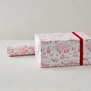 This is a garnet wrapping paper by Teju Reval called nutcracker toile in standard