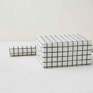 This is a ink wrapping paper by Corinne Malesic called modern grid in standard