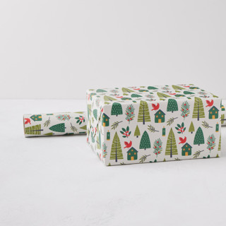 This is a pine wrapping paper by Tatjana Koraksic called bird, house and tree in standard