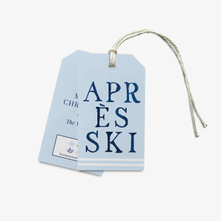 This is a blue gift tags by Liesel Anne called personalized après ski white and blue gift tag [sets of 24] in standard