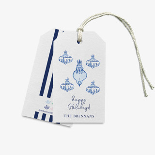 This is a blue gift tags by Liesel Anne called personalized blue christmas ornaments gift tags [set of 24] in standard