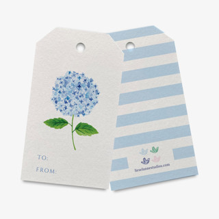This is a blue gift tags by Liesel Anne called blue hydrangea gift tags (set of 8) in standard