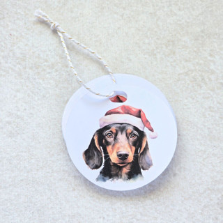 This is a white gift tags by Inkspiringletters called watercolor christmas pet (cats/dogs) tags- customizable breed-  set of 10 in standard