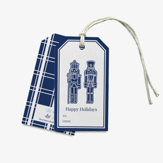 This is a blue gift tags by Liesel Anne called navy gingerbread nutcracker gift tags [set of 8] in standard