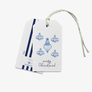 This is a blue gift tags by Liesel Anne called blue christmas ornaments gift tags [set of 8] in standard