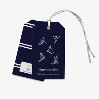 This is a blue gift tags by Liesel Anne called personalized après ski navy skier gift tag [sets of 24] in standard